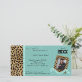 ティール(緑がかった色)フェイクヒョウ及びマッチングパール招待状 (スタンド正面)