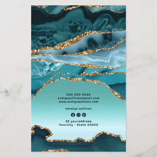 ティール（緑がかった色）フェイク箔の価格リストのチラシ チラシ (裏面)