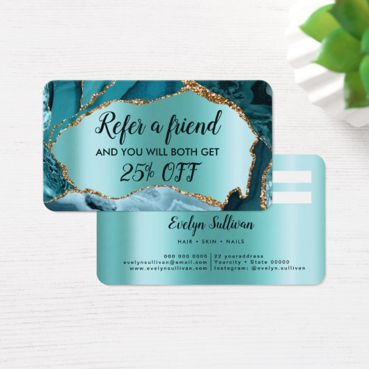 ティール（緑がかった色）フェイク箔の紹介カード (デスク)