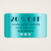 ティール（緑がかった色）フェイク箔ディスカウントカード (裏面)