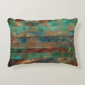 ティール(緑がかった色)フェイク茶色パテインスパイアィナ アクセントクッション (正面)