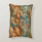 ティール(緑がかった色)フェイク茶色パテインスパイアィナ アクセントクッション (裏面(縦))