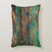 ティール(緑がかった色)フェイク茶色パテインスパイアィナ アクセントクッション (正面(垂直))