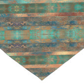 ティール（緑がかった色）フェイク茶色パテインスパイアィナ ショートテーブルランナー (コーナー)