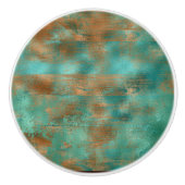 ティール（緑がかった色）フェイク茶色パテインスパイアィナ セラミックノブ (正面)