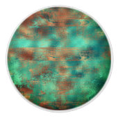 ティール（緑がかった色）フェイク茶色パテインスパイアィナ セラミックノブ (正面)