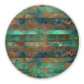 ティール(緑がかった色)フェイク茶色パテインスパイアィナ セラミックノブ (正面)