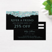 ティール（緑がかった色）フェイク虹色グリッター紹介カード (デスク)