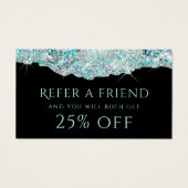 ティール（緑がかった色）フェイク虹色グリッター紹介カード (正面)