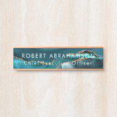 ティール(緑がかった色)フェイク金ゴールドグリッターオフィスのドアの標識名プレート サインプレート (正面)