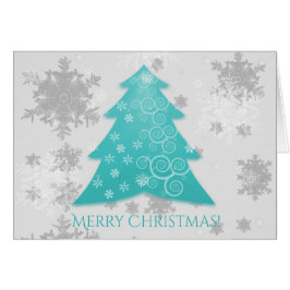 ティール（緑がかった色）フェスティバルクリスマスツリーグリーティングカード