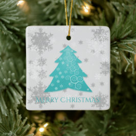ティール（緑がかった色）フェスティバルクリスマスツリーセラミックオーナメント セラミックオーナメント
