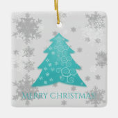 ティール（緑がかった色）フェスティバルクリスマスツリーセラミックオーナメント セラミックオーナメント (正面)