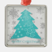 ティール（緑がかった色）フェスティバルクリスマスツリーセラミックオーナメント メタルオーナメント (正面)
