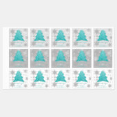 ティール(緑がかった色)フェスティバルクリスマスツリーベーキングラベル ラベル (シート)