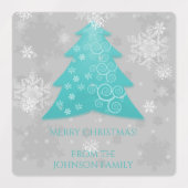 ティール(緑がかった色)フェスティバルクリスマスツリーベーキングラベル ラベル (デザイン2)
