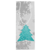 ティール(緑がかった色)フェスティバルクリスマスツリーワイン抱き枕 ワインギフトバッグ (裏面)