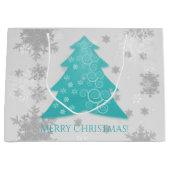 ティール（緑がかった色）フェスティバルクリスマスツリー抱き枕 ラージペーパーバッグ (正面)