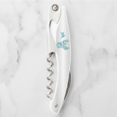 ティール（緑がかった色）フェニックスモノグラムコルクスクリュ ソムリエナイフ (正面)