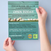 ティール（緑がかった色）フェンス、ガーデンセンター、園芸家 チラシ (手)