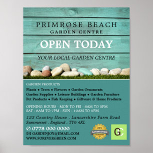 ティール(緑がかった色)フェンス、ガーデンセンター、園芸家 ポスター