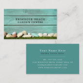 ティール(緑がかった色)フェンス、ガーデンセンター、園芸家 名刺 (正面/裏面)