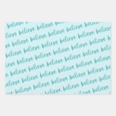 ティール（緑がかった色）フォイルドリーム信じローヴ | ターコイズ ラッピングペーパーシート (正面2)