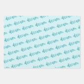 ティール（緑がかった色）フォイルドリーム信じローヴ | ターコイズ ラッピングペーパーシート (正面)