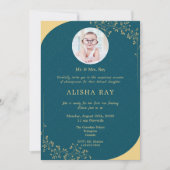 ティール（緑がかった色）フォトアナンパラシャン招待カード 招待状 (正面)