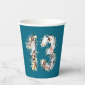 ティール（緑がかった色）フォトコラージイエローフラワー13誕生日 紙コップ (正面)