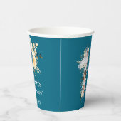 ティール（緑がかった色）フォトコラージュ12誕生日黄色い花 紙コップ (右)