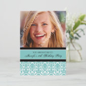 ティール（緑がかった色）フォト18thバースデーパーティ招待状 招待状 (スタンド正面)