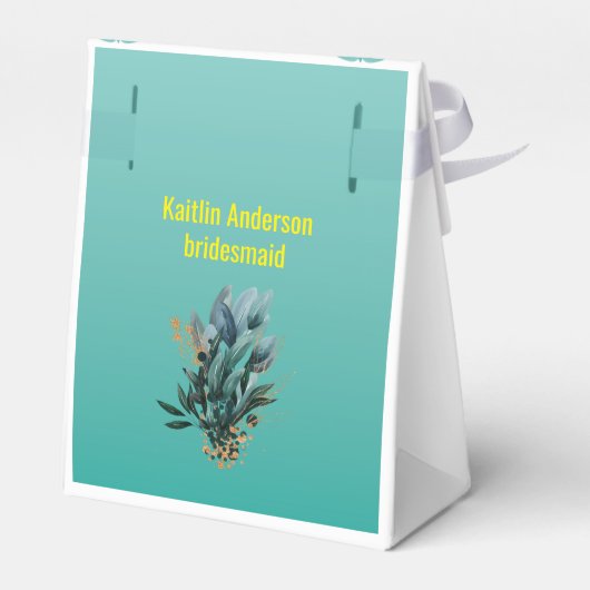 ティール（緑がかった色）フォーマルガウン花嫁🎀メイド・オブ・オーナー（花嫁付き添い人） フェイバーボックス (裏面サイド)