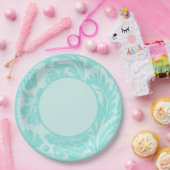 ティール（緑がかった色）フォーマルフローラ結婚紙プレート ペーパープレート (パーティー)