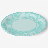 ティール（緑がかった色）フォーマルフローラ結婚紙プレート ペーパープレート (アングル)