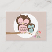 ティール(緑がかった色)フクロウ赤ちゃんシャワーおむつラッフルチケットインサート エンクロージャーカード (裏面)