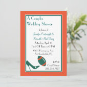 ティール（緑がかった色）フットボールカップルズウェディングシャワー招待状 招待状 (スタンド正面)