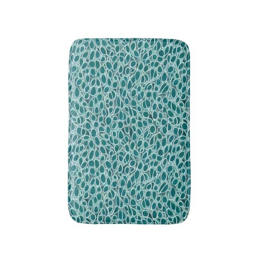 ティール(緑がかった色)フュージョン風呂敷 バスマット (正面縦)