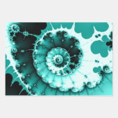 ティール（緑がかった色）フラクタル緩和曲線 ラッピングペーパーシート (正面2)