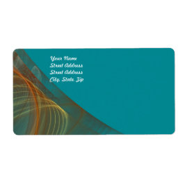 ティール（緑がかった色）フラクタル背景出荷ラベル ラベル