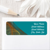 ティール（緑がかった色）フラクタル背景差出人住所シール ラベル (インサイチュ)