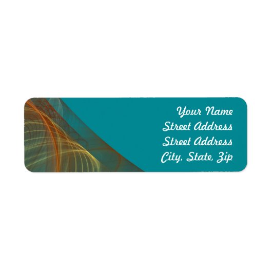 ティール（緑がかった色）フラクタル背景差出人住所シール ラベル (正面)
