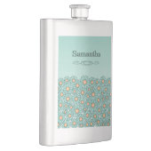 ティール（緑がかった色）フラワーステンレス鋼フラスコ フラスク (右)