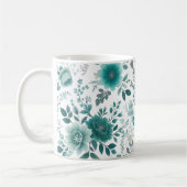 💐ティール(緑がかった色)フラワーデライト コーヒーマグカップ (左)