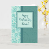 ティール（緑がかった色）フラワーフレンドハッピーマザーズデイ カード (黄色い花)