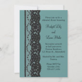 ティール(緑がかった色)フランスのレースリハーサルディナー 招待状 (正面)