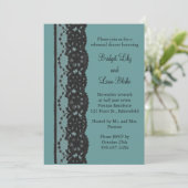 ティール(緑がかった色)フランスのレースリハーサルディナー 招待状 (スタンド正面)