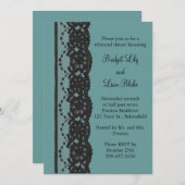 ティール(緑がかった色)フランスのレースリハーサルディナー 招待状 (正面/裏面)