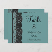 ティール(緑がかった色)フランスのレース台番号葉書 ポストカード (正面/裏面)