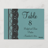 ティール(緑がかった色)フランスのレース台番号葉書 ポストカード (裏面)